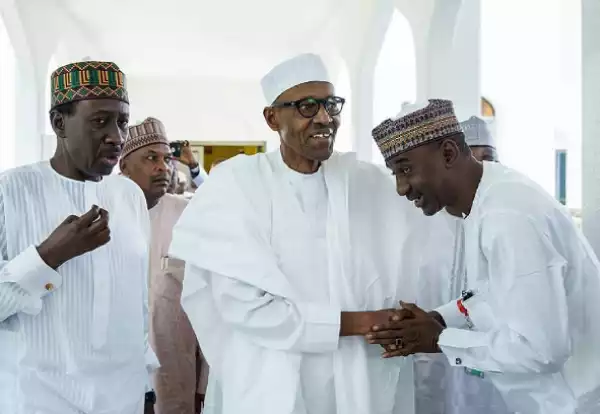 President Buhari Pictured After Juma’at Prayers Today (PHOTOS)